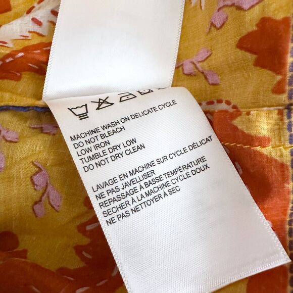 FARM RIO Skirt Women XL Orange Yellow 100% Cotton Palms Party Smocked Mini NWT - Picture 9 of 10